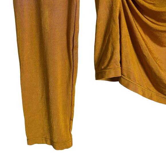 Lapointe Asymmetric Ruched Long-Sleeve Jersey Top Mustard Yellow Size 10 - Picture 7 of 13